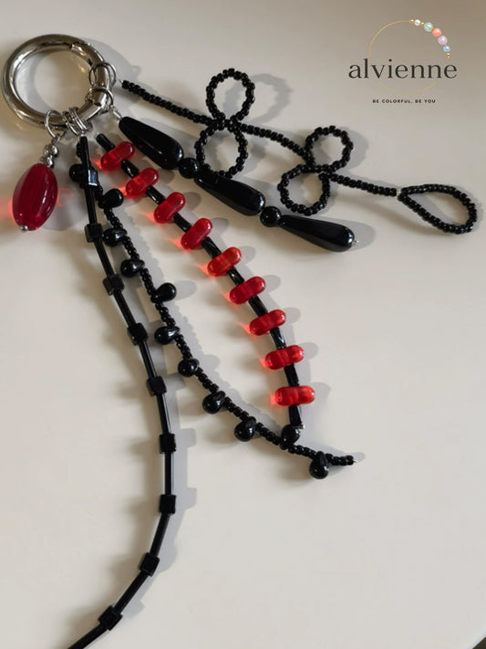 Midnight Rouge Beaded Keychain Charm