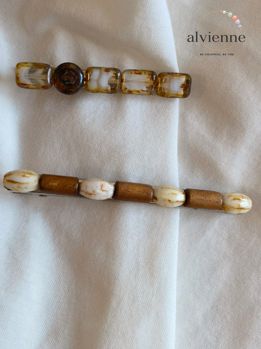 Woodland Jade Beaded Oriental Hair Clip