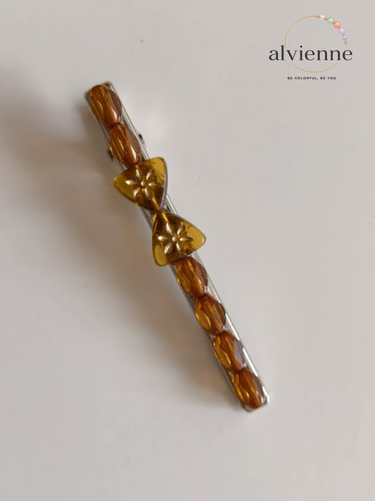 Retro Noir Bow Bead Hair Clip