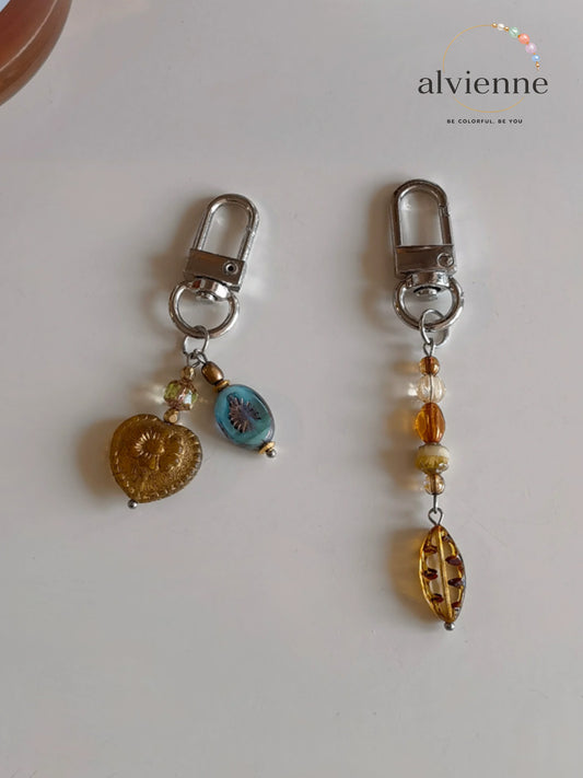 Antique Heart Glass Bead Key Charm