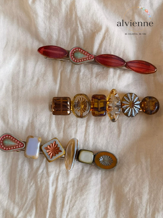 Amber Reverie Glass Bead Hair Clip
