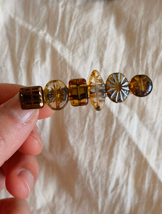Amber Reverie Glass Bead Hair Clip