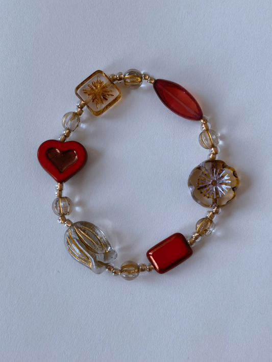 Crimson Velvet Vintage Bead Bracelet