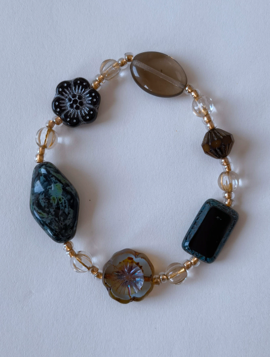 Midnight Ash Vintage Bead Bracelet