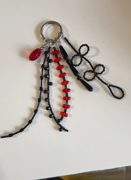 Midnight Rouge Beaded Keychain Charm